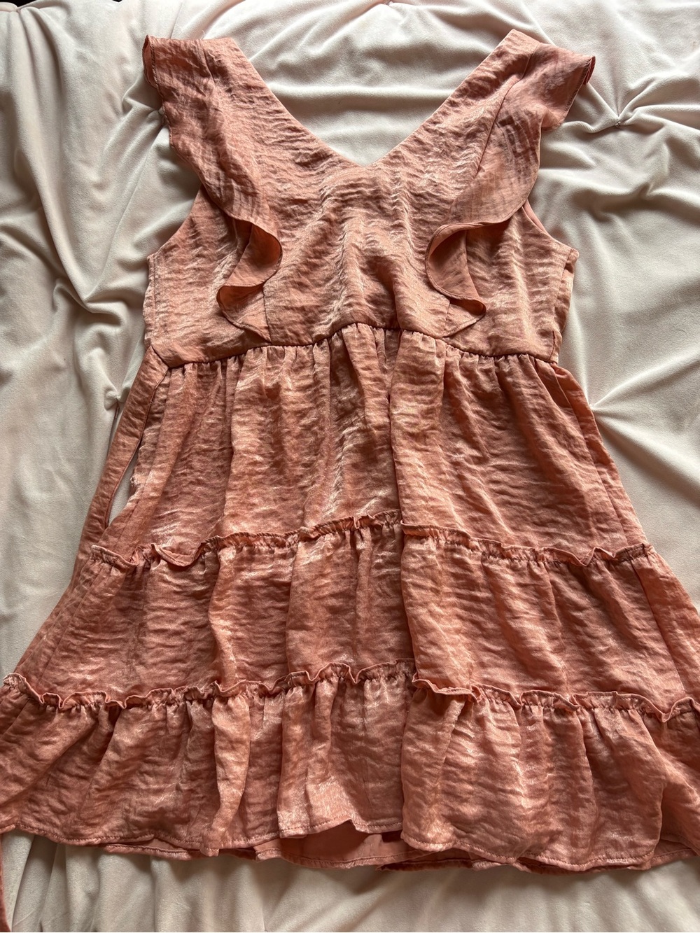 Morgan & Co. Peach Ruffle Tiered Casual Dress